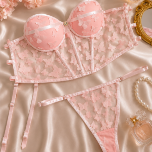 Conjunto de Lencería Mariposa Rosa