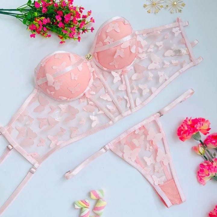 Conjunto de Lencería Mariposa Rosa - Imagen 2