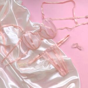 Conjunto de Lencería Rosa Transparente